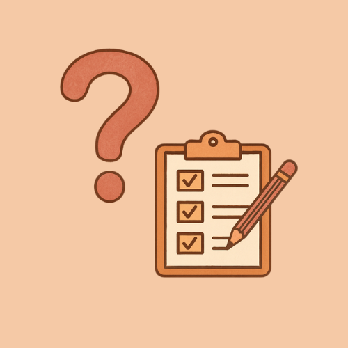 Gezeichnetes Bild eines Fragezeichens und eines Quiz