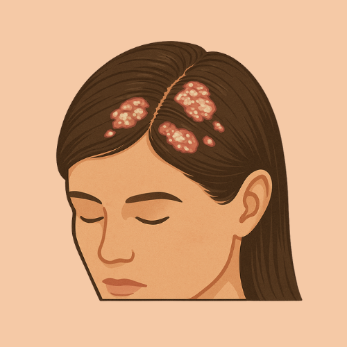 Gezeichnetes Bild einer Kopfhaut-Psorose