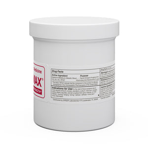 Salbentöpfchen mit Etikett und Arzneimittelangaben