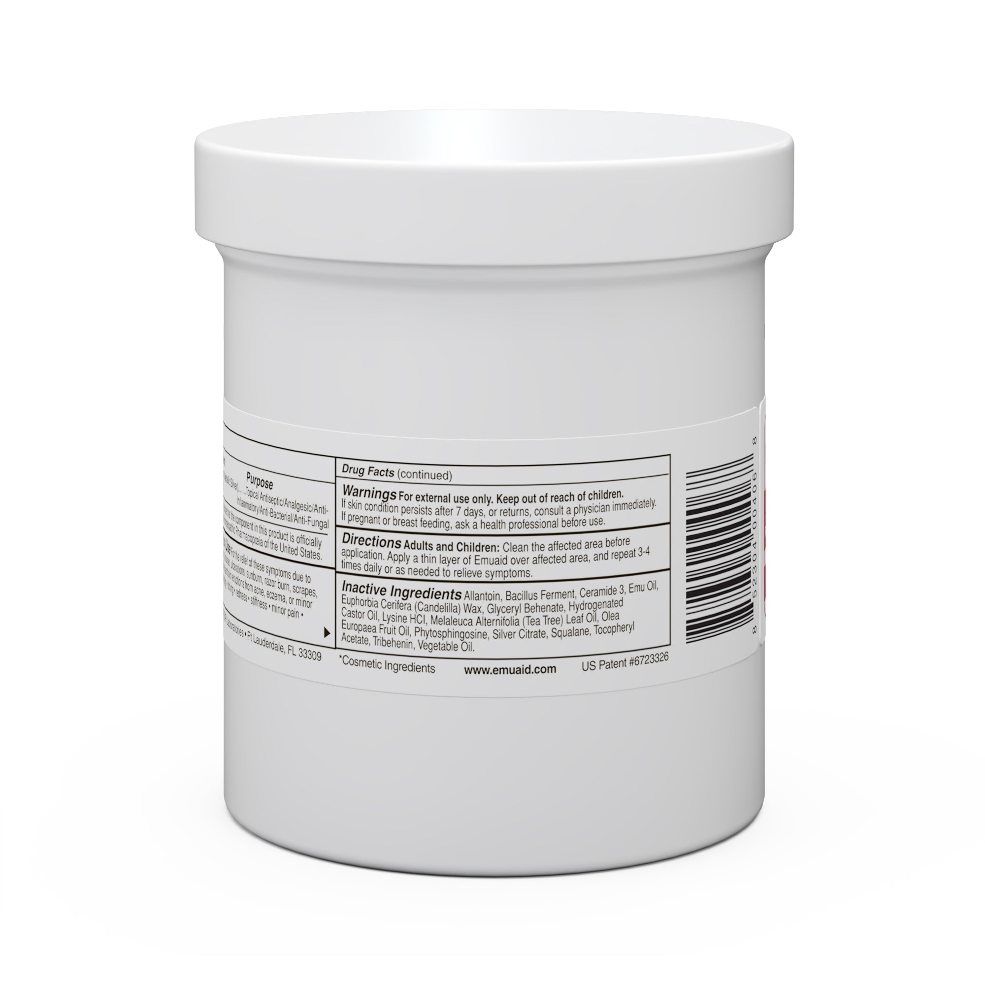 weißes Gefäß mit Etikett, auf dem Fakten und Inhaltsstoffe des Arzneimittels angegeben sind