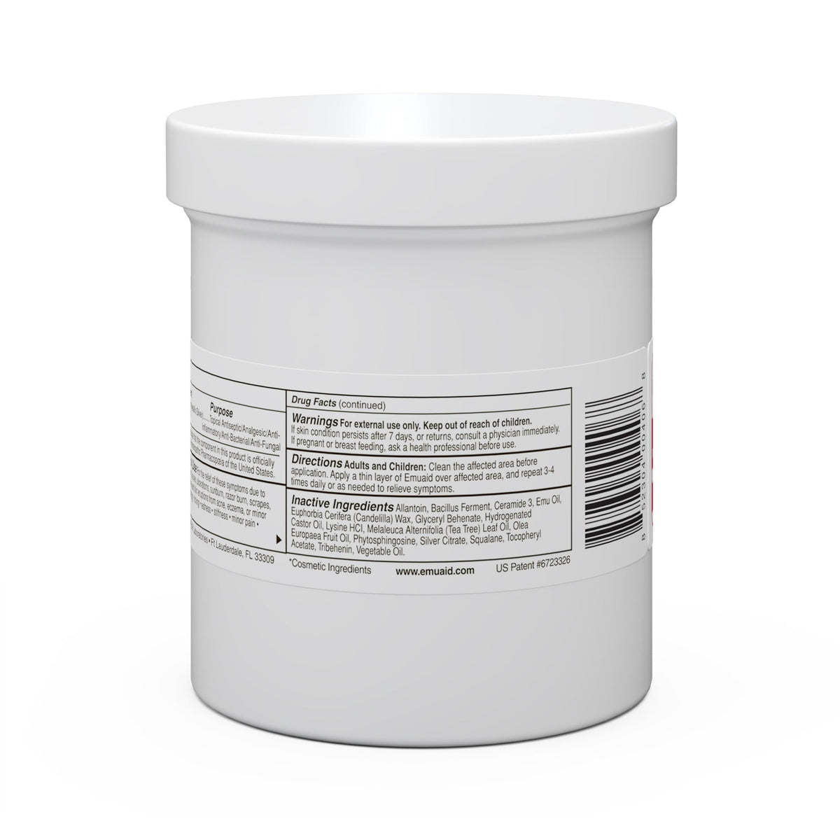 weißes Gefäß mit Etikett, auf dem Fakten und Inhaltsstoffe des Arzneimittels angegeben sind